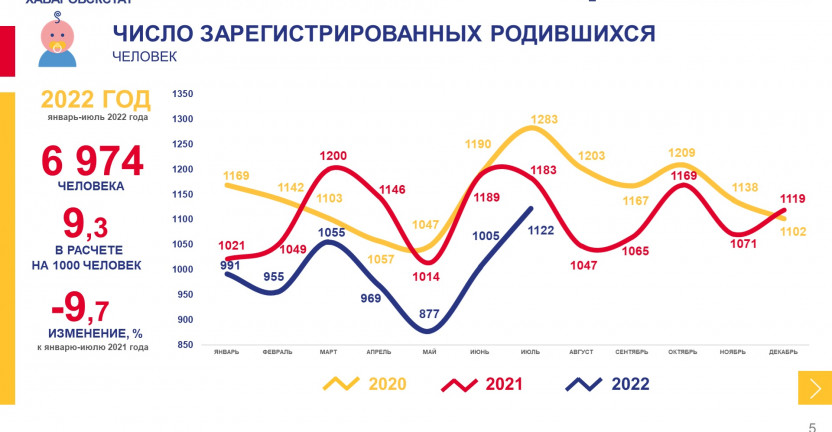 Демографические показатели Хабаровского края за январь-июль 2022